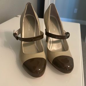 Enzo Angiolini cream/tan heels. Never worn before! Size 10.